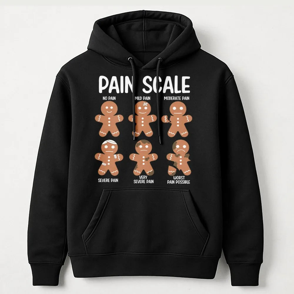 Humorous Christmas Cookie Nurse Hoodie, Pain Scale Gingerbread Man Hoodie, Medical Doctor Hoodie, Xmas Holiday Sweatshirt, RN