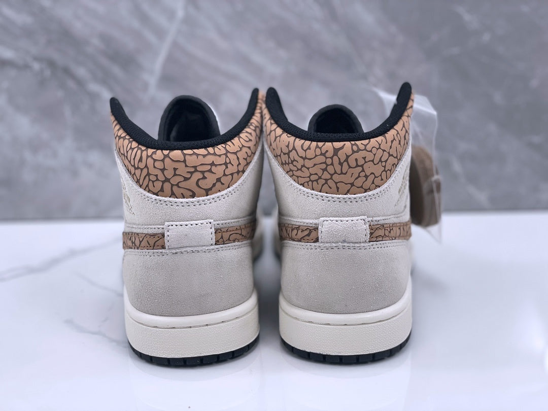 Mid Top Sneakers, Gray Brown Colorway, Lace Up Design, Casual Gift for Sneaker Fans