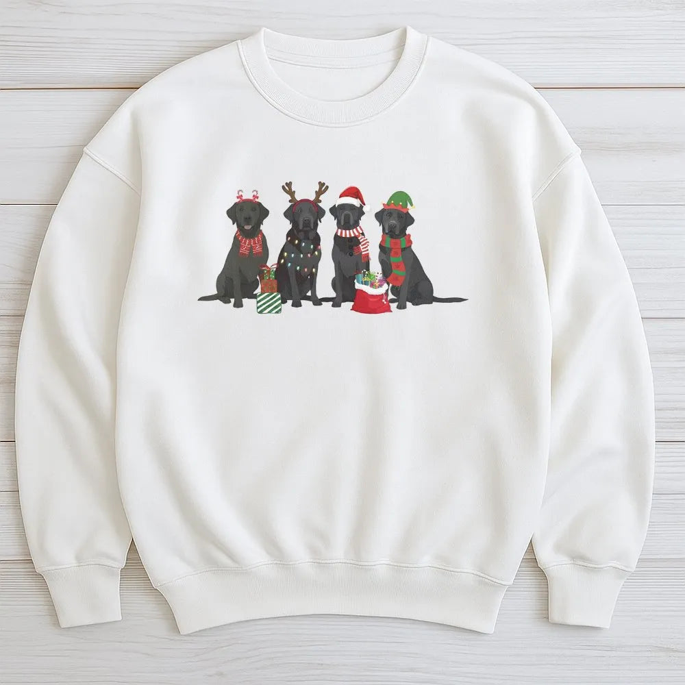 Festive Labrador Retriever Sweatshirt, Christmas Black Lab Sweatshirt, Holiday Dog Lover Sweatshirt, Adorable Xmas Dog Graphi