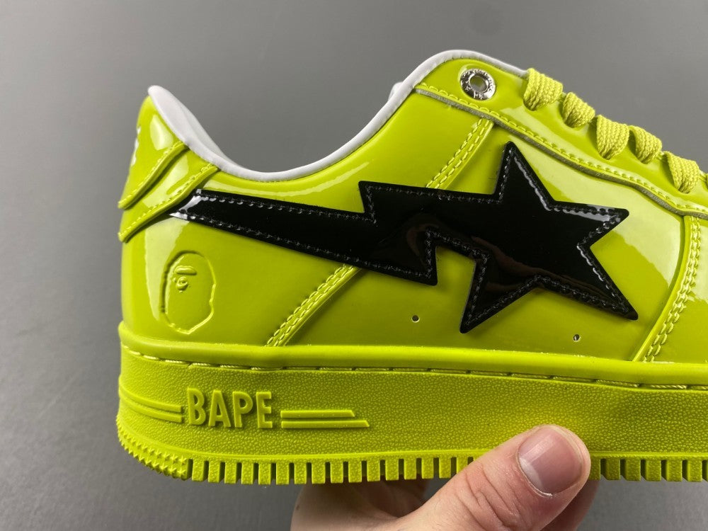 Low Top Sneakers, Neon Green Black Colorway, Lace Up Design, Casual Gift for Sneaker Fans