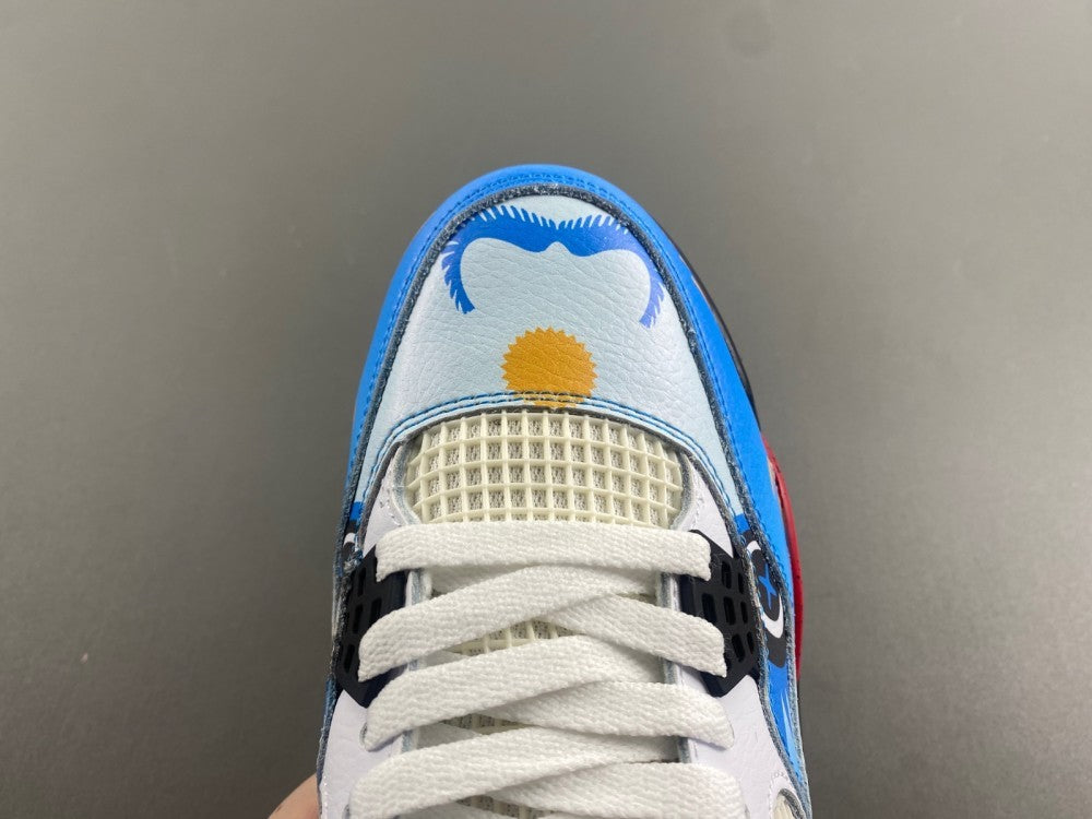 Low Top Sneakers, Blue White Red Colorway, Mismatched Colorway, Lace Up Design, Casual Gift for Sneaker Fans
