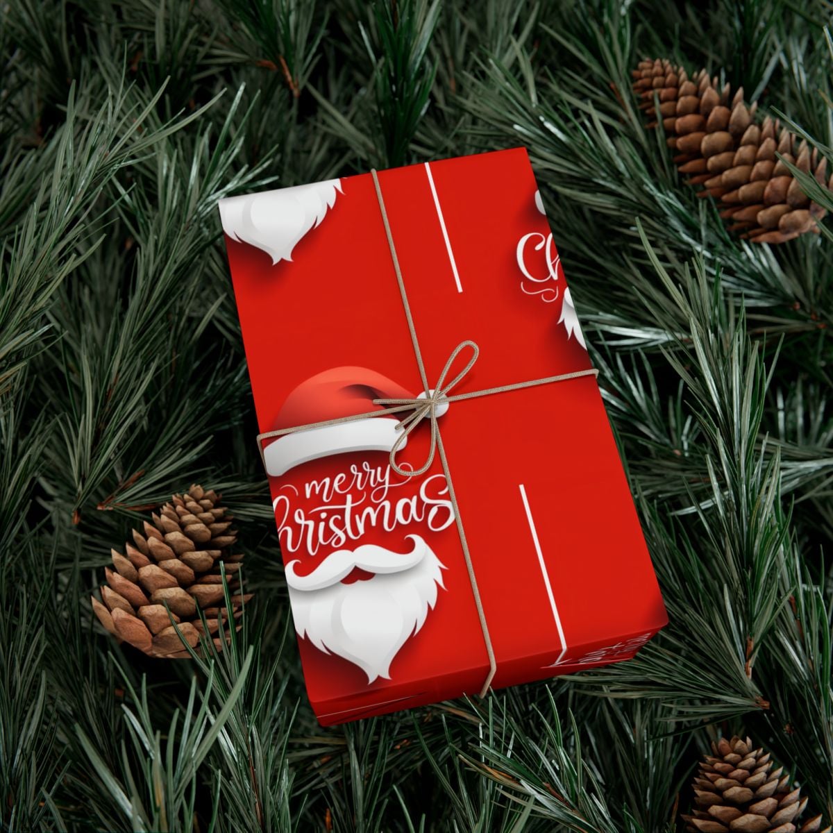 Red Santa Face Holiday Gift Wrap, Santa Claus Wrapping Paper, Classic Christmas Wrapping Paper, Traditional Festive Present P