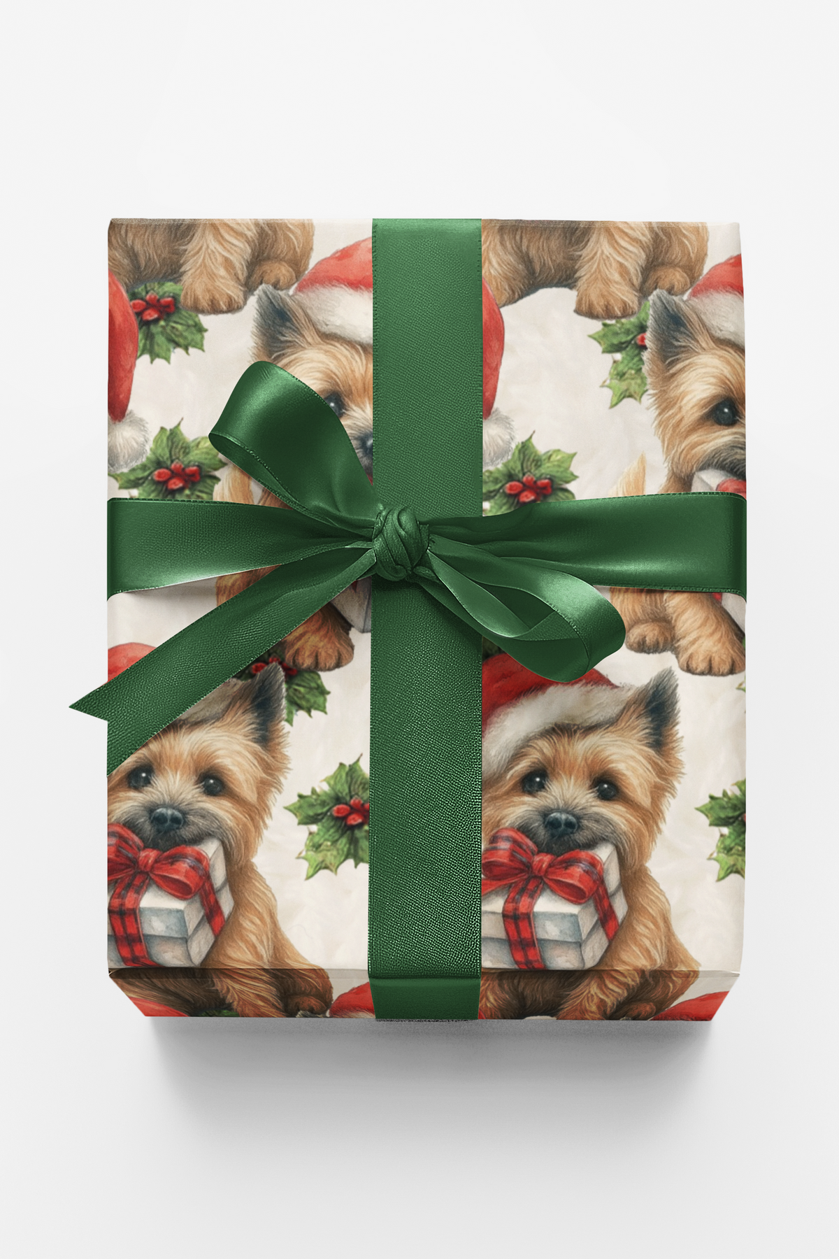 Festive Terrier Dog Gift Wrap, Cairn Terrier Christmas Wrapping Paper, Adorable Puppy Holiday Wrapping Paper, Xmas Dog Lover 