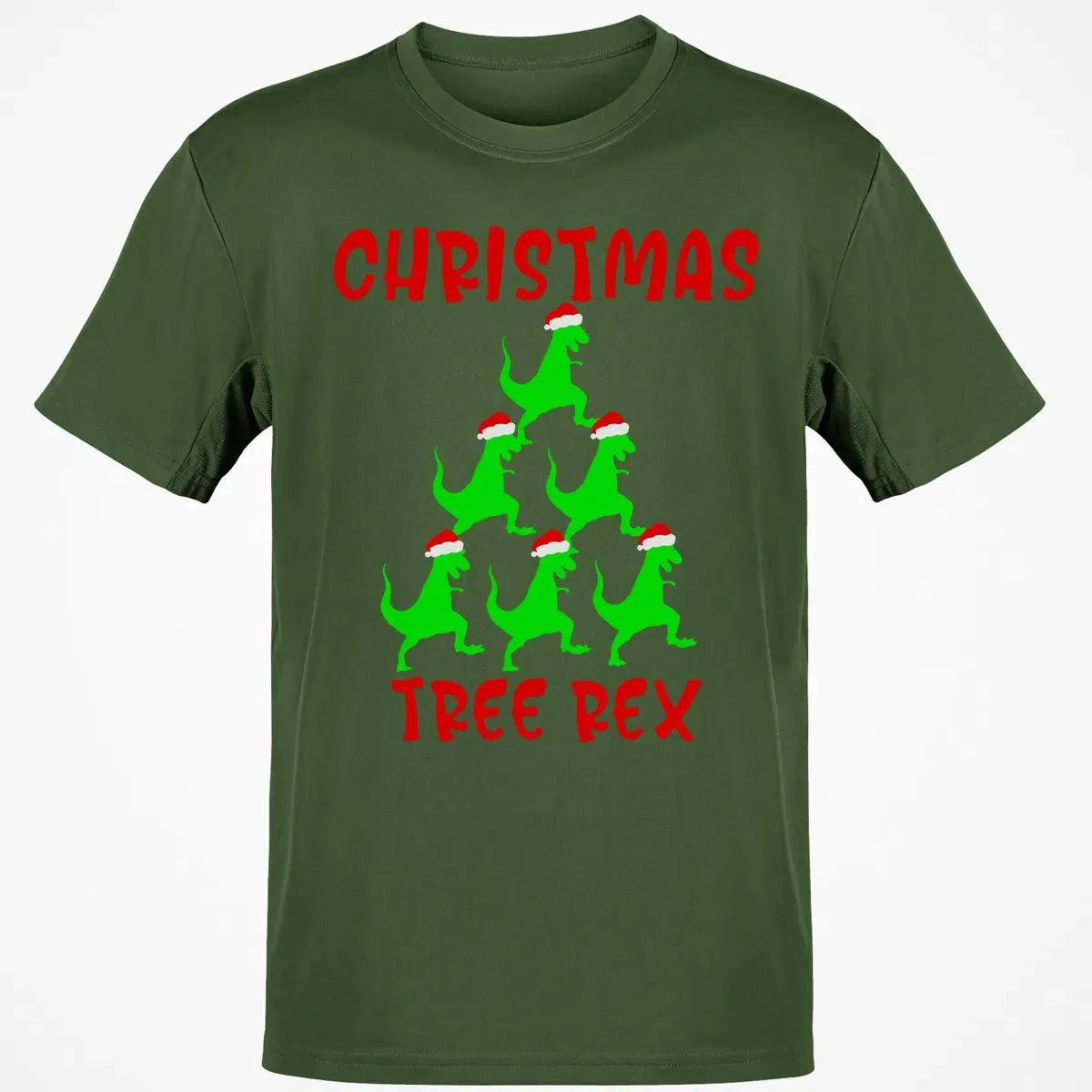 Humorous Dinosaur Holiday Graphic Tee, Christmas Tree Rex Shirt, Adorable Trex Christmas T-Shirt, Festive Dino Lover Shirt, H