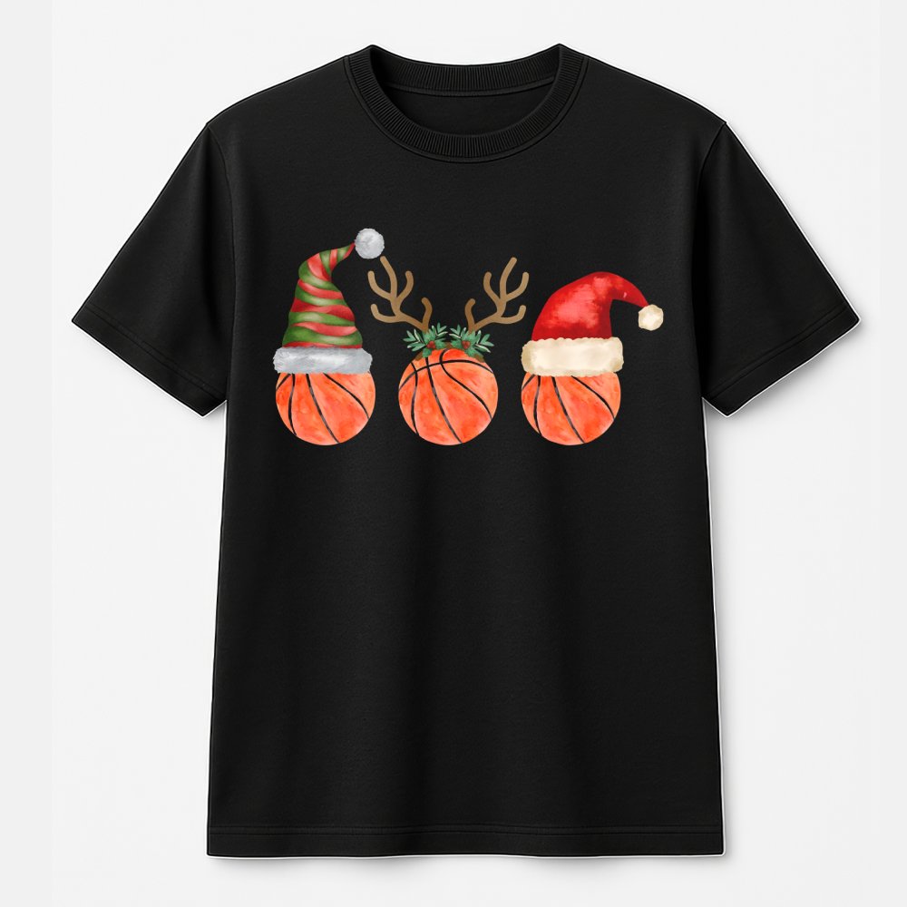 Santa Hat Reindeer Basketball Shirt, Basketball Christmas T-Shirt, Holiday Graphic Tee, Christmas Basketball Player Tee, Spor