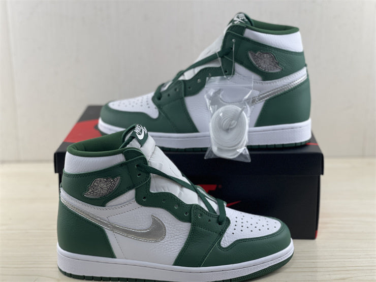 High Top Sneakers, White Green Colorway, Lace Up Design, Casual Gift for Sneaker Fans