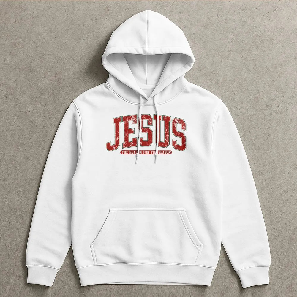 Retro Varsity Christian Hoodie, Jesus the Reason for the Season Hoodie, Faith Holiday Sweatshirt, Religious Christmas Hooded 
