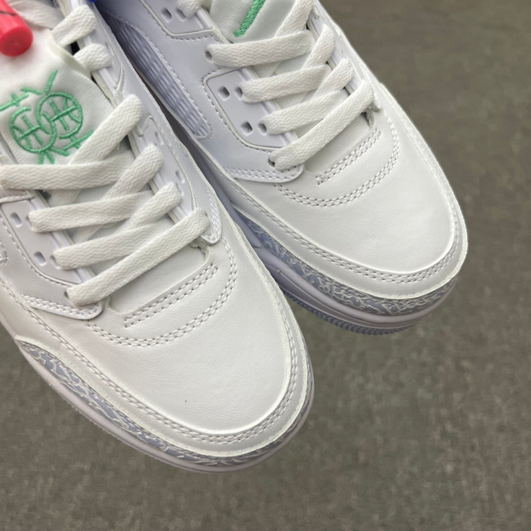 Low Top Basketball Shoes, White Blue Green Colorway, Lace Up Design, Casual Gift for Shoe Lovers