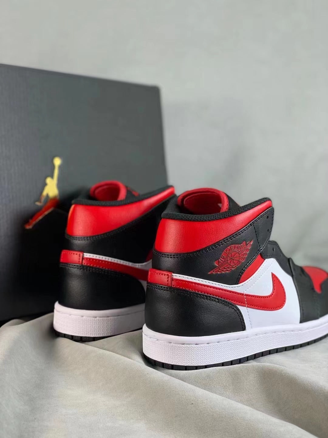 Mid Top Sneakers, White Black Red Colorway, Lace Up Design, Casual Gift for Sneaker Fans