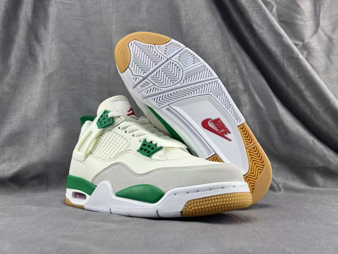Sneakers, White Green Colorway, Lace Up Design, Casual Gift for Sneaker Fans