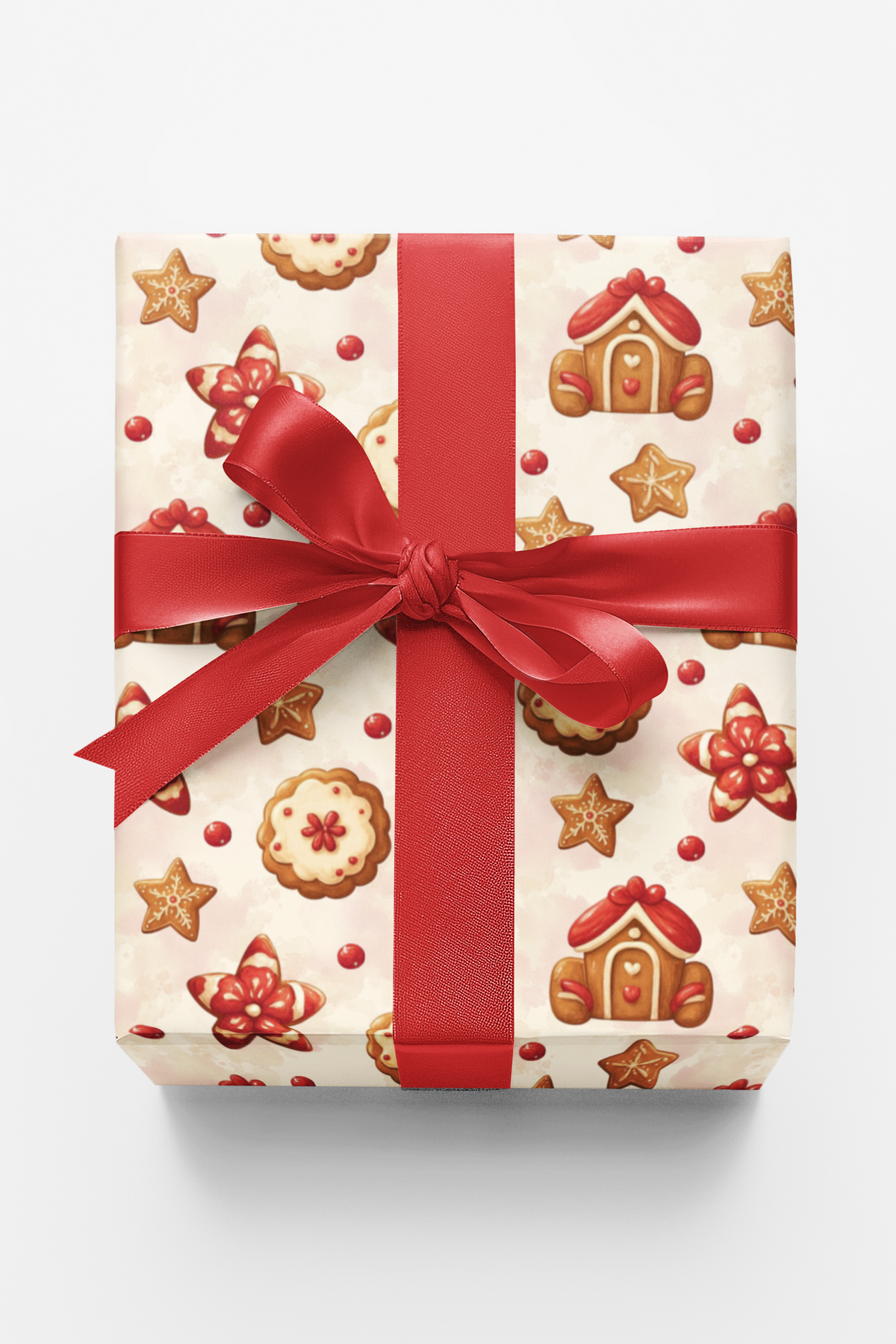 Gingerbread Holiday Gift Wrap, Cookie Cottage Christmas Wrapping Paper, Adorable Frosted Cookie Present Wrap, Festive Xmas Gi