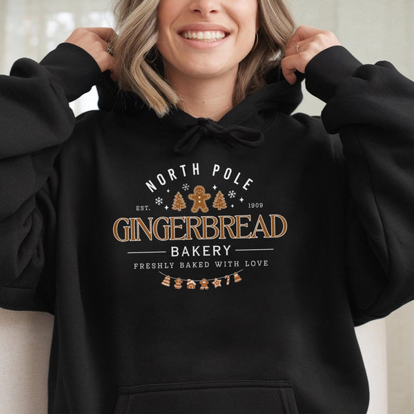 Adorable Cookie Baking Graphic Hooded Sweatshirt, Gingerbread Bakery Christmas Hoodie, Comfy Holiday Sweets Pullover, Xmas Ba