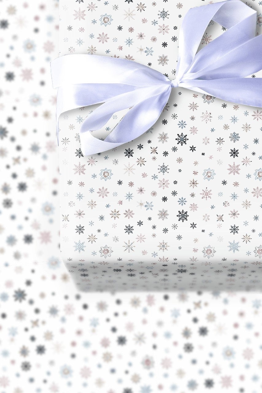 Subtle Winter Snowflake Gift Wrap, Muted Pastel Snowflake Wrapping Paper, Modern Holiday Wrapping Paper, Neutral Christmas Gi