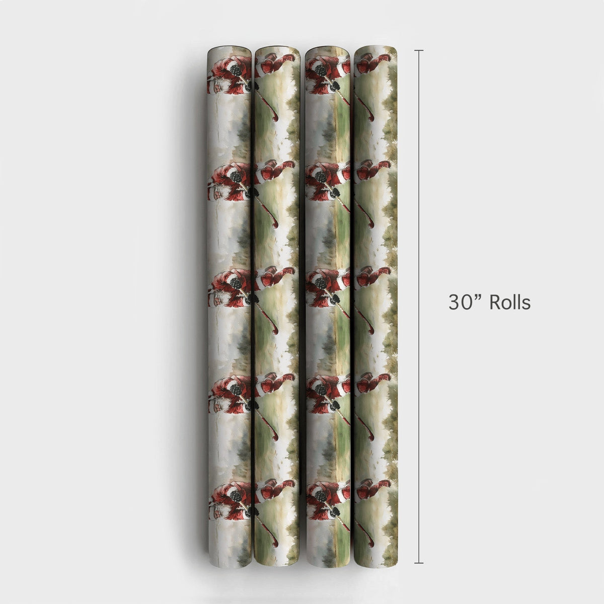 Ice Skating Santa Holiday Gift Wrap, Hockey Santa Christmas Wrapping Paper, Sports Christmas Wrapping Paper, Ice Hockey Playe