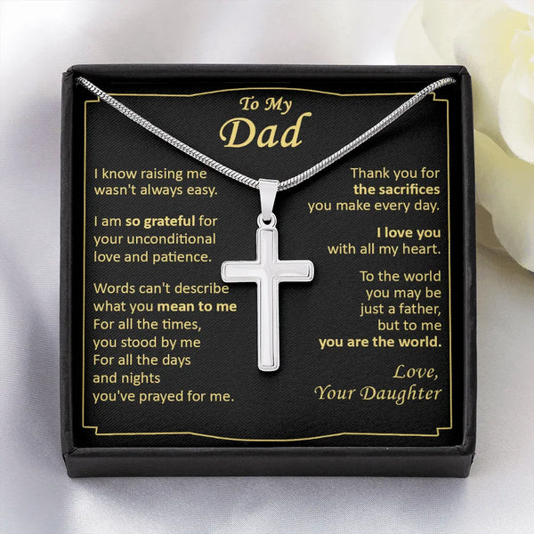 Religious Stainless Steel Cross Pendant, Cross Necklace for Dad, Sentimental Message Card Necklace, Birthday Christmas Presen