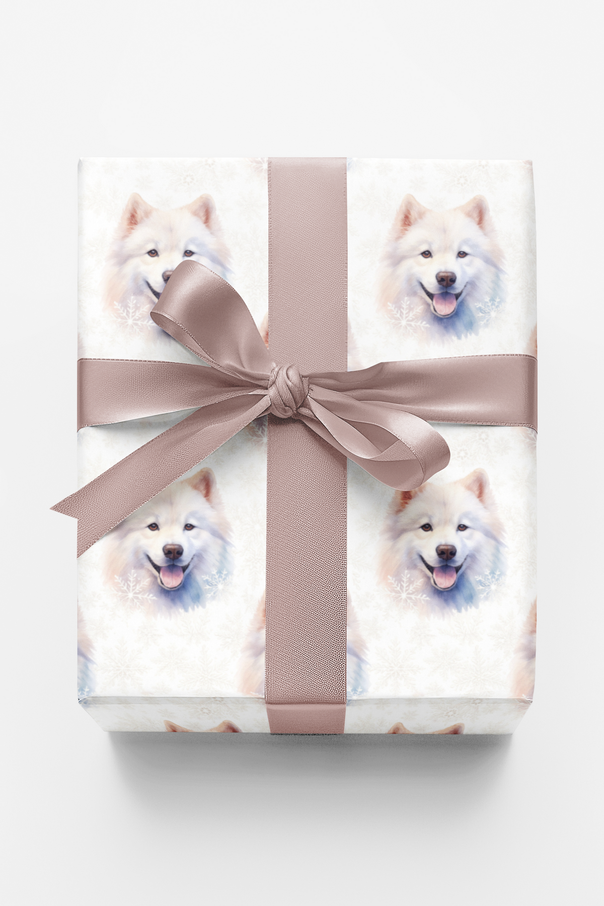 Winter Snowflake Gift Wrap, Samoyed Dog Wrapping Paper, Holiday Puppy Wrapping Paper, Snowfall Dog Gift Wrap, Christmas Dog L