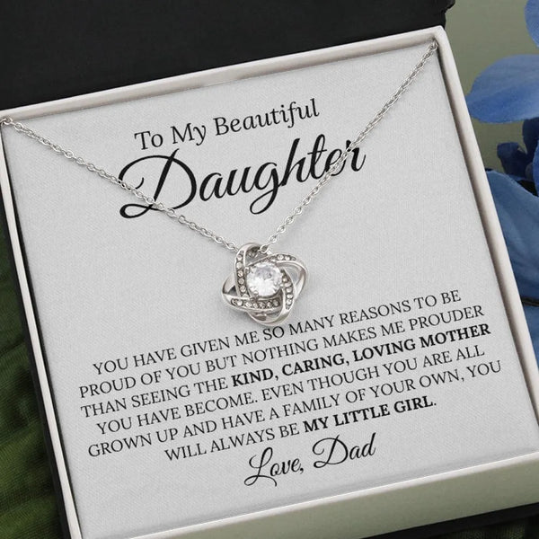 Dad to Daughter Love Knot Necklace, Daughter Love Knot Necklace, Sentimental Love Knot Necklace, Birthday Present from Dad, C