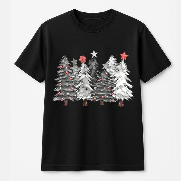 Minimalist Holiday Pine Graphic Tee, Christmas Tree T-Shirt, Festive Winter Seasonal Shirt, Family Xmas Party Outfit, Adorabl