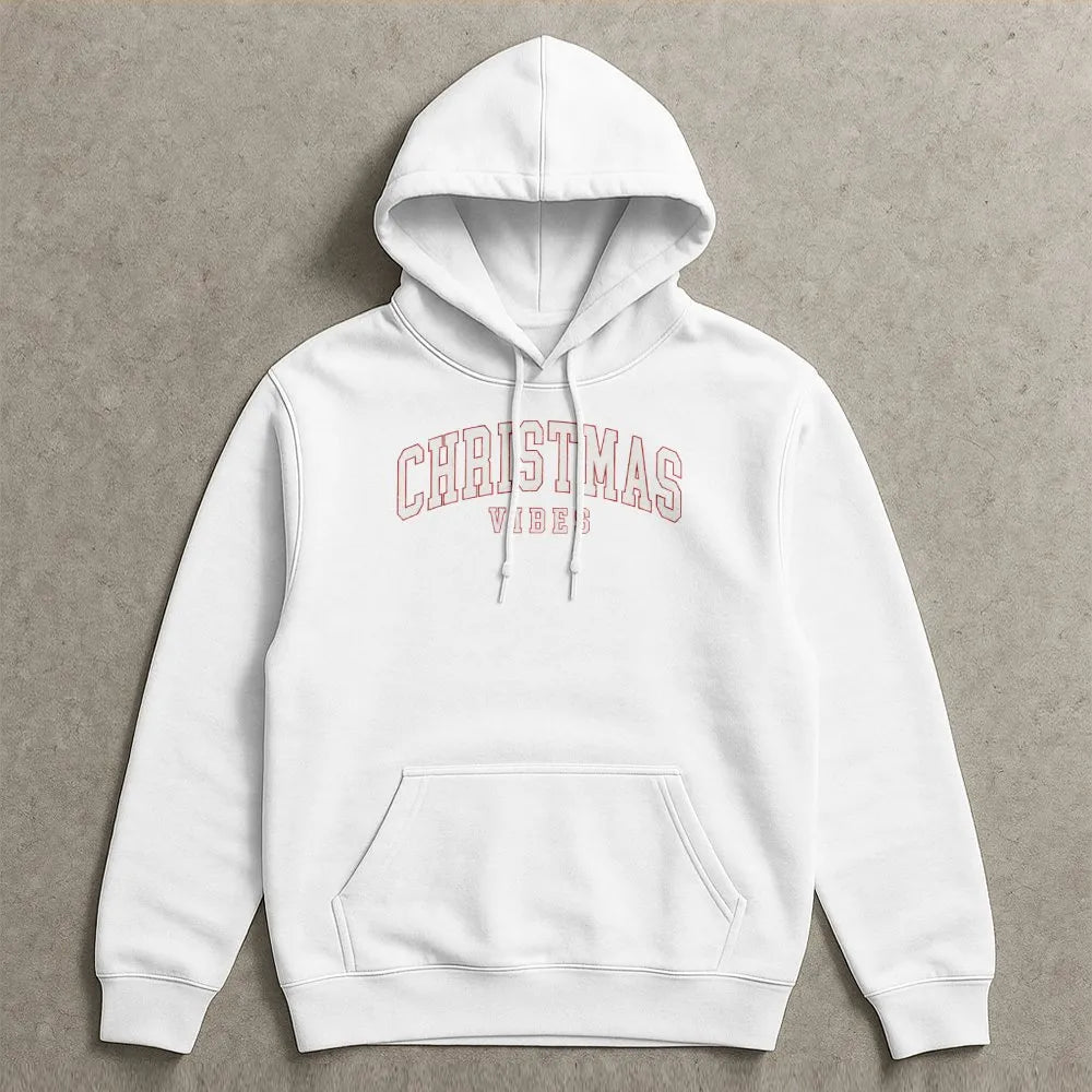 Retro Varsity Holiday Hooded Sweatshirt, Christmas Vibes Hoodie, Vintage Christmas Hoodie, Comfy Winter Pullover, Xmas Presen