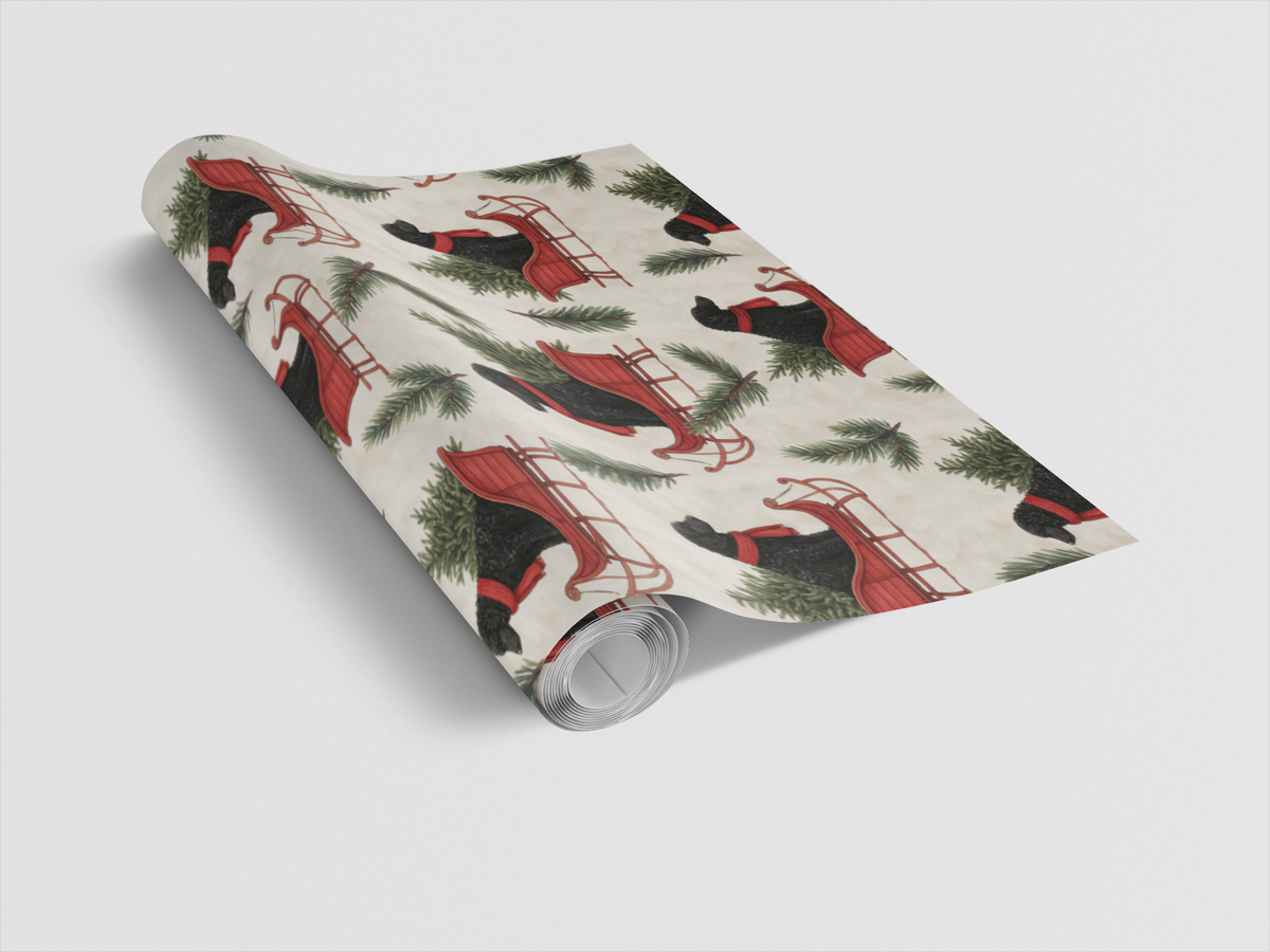 Curly Retriever Holiday Gift Wrap, Curly-Coated Retriever Christmas Wrapping Paper, Dog Lover Xmas Wrapping Paper, Dog Holida