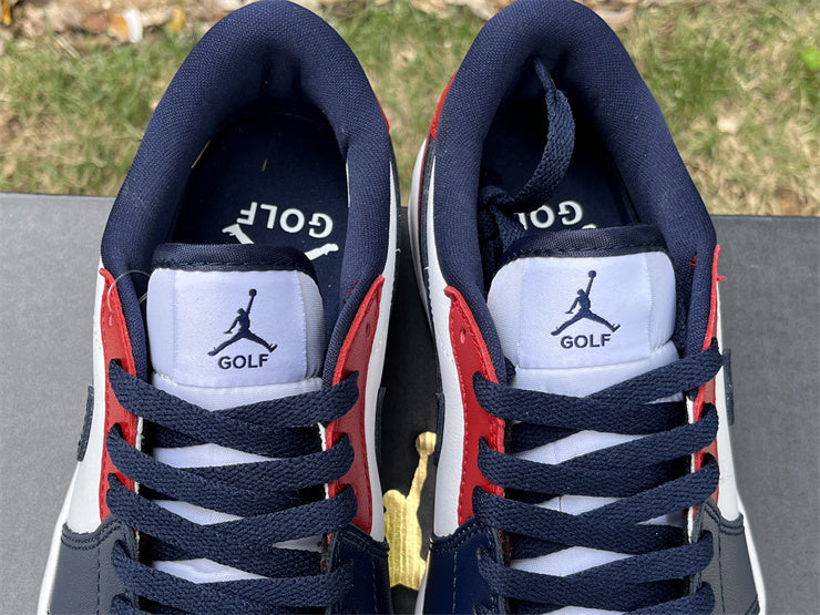 Low Top Golf Shoes, Blue White Red Colorway, Lace Up Design, Casual Gift for Shoe Lovers