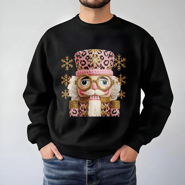 Preppy Crochet Aesthetic Holiday Crewneck, Pink Nutcracker Christmas Sweatshirt, Adorable Winter Pullover Sweatshirt, Xmas Gr