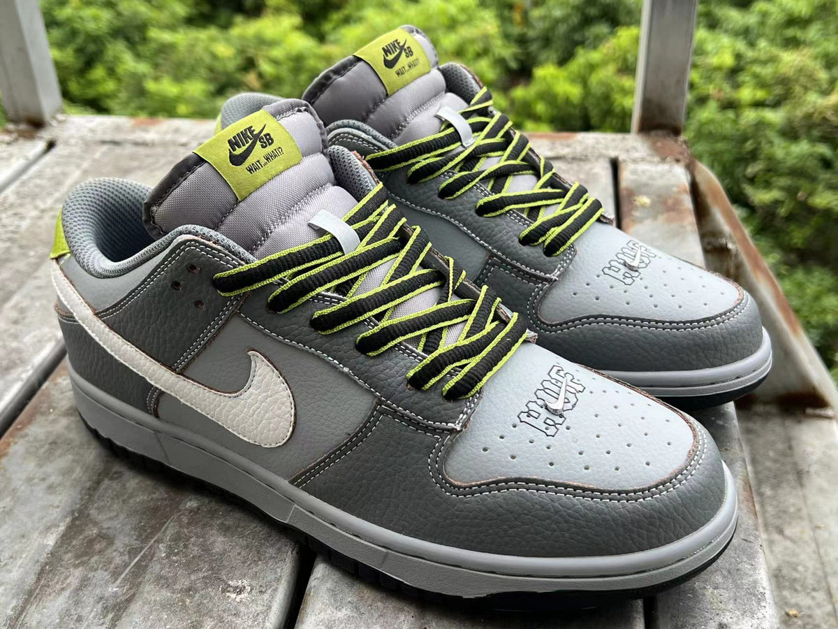 Low Top Sneakers, Gray Yellow Colorway, Lace Up Design, Casual Gift for Sneaker Fans