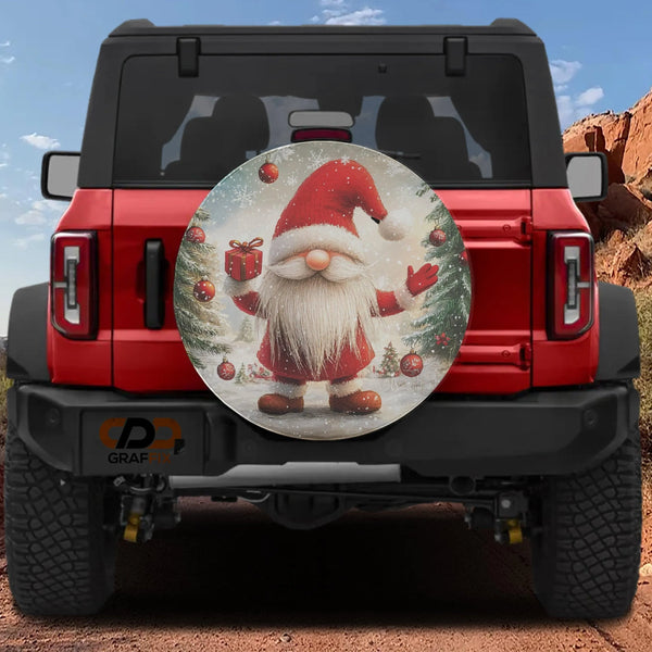 Holiday Winter Gnome Wheel Cover, Christmas Gnome Spare Tire Cover, Festive Xmas Tire Protector, Waterproof Seasonal Decor fo