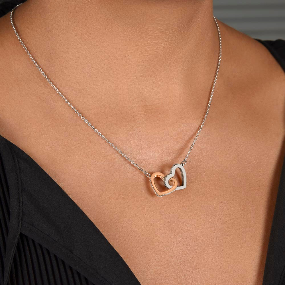 CZ Heart Pendant, Daughter-in-Law Interlocking Hearts Necklace, Surgical Steel Necklace, Bonus Daughter Christmas Birthday Je
