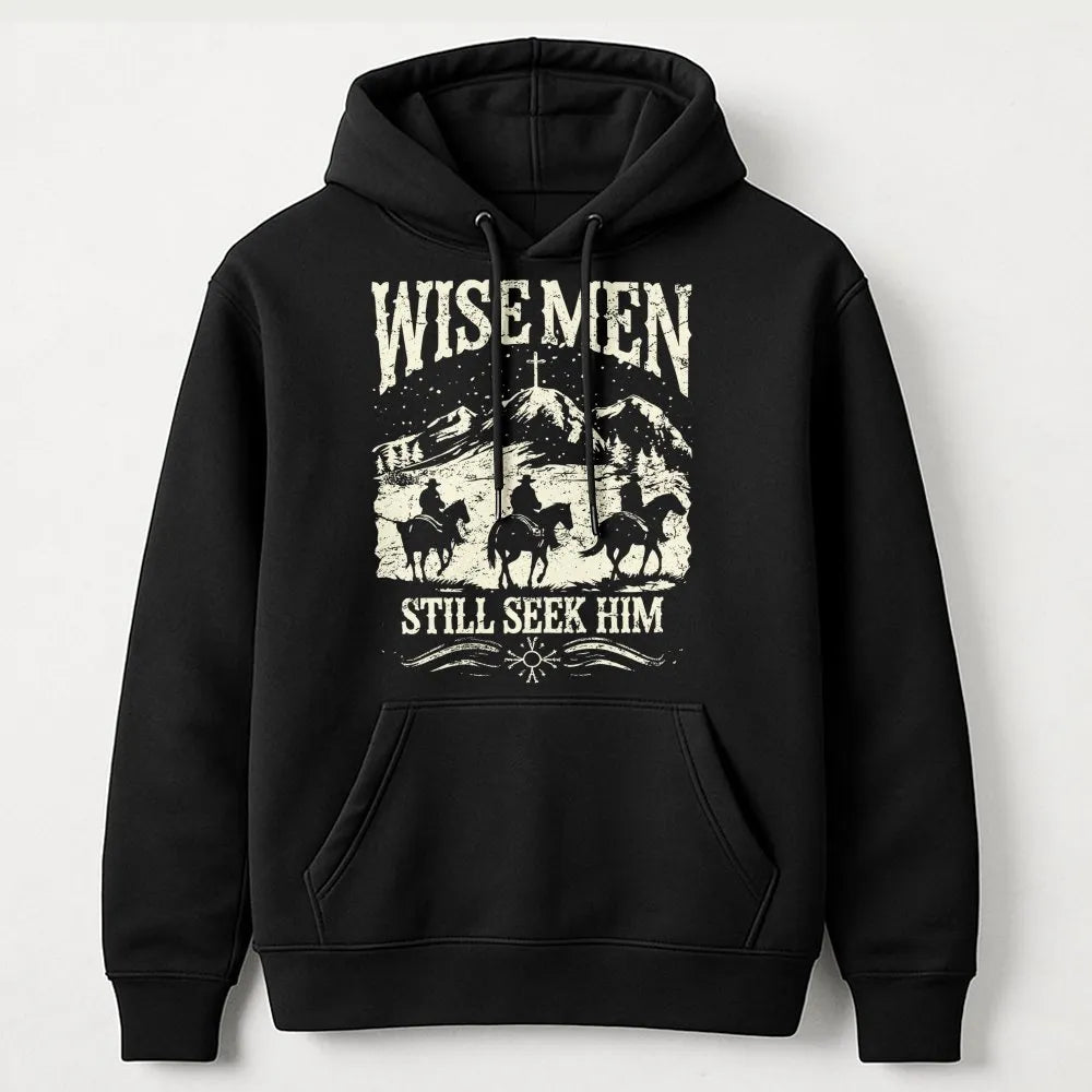 Western Cowboy Nativity Hoodie, Wise Men Still Seek Him Hoodie, Christian Faith Christmas Pullover Hoodie, Religious Holiday 