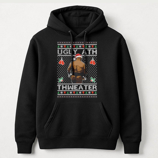 Boxing Fighter Xmas Sweatshirt, Humorous Boxing Ugly Christmas Hoodie, Humorous Boxer Holiday Hooded Pullover, Ugly Sweater P