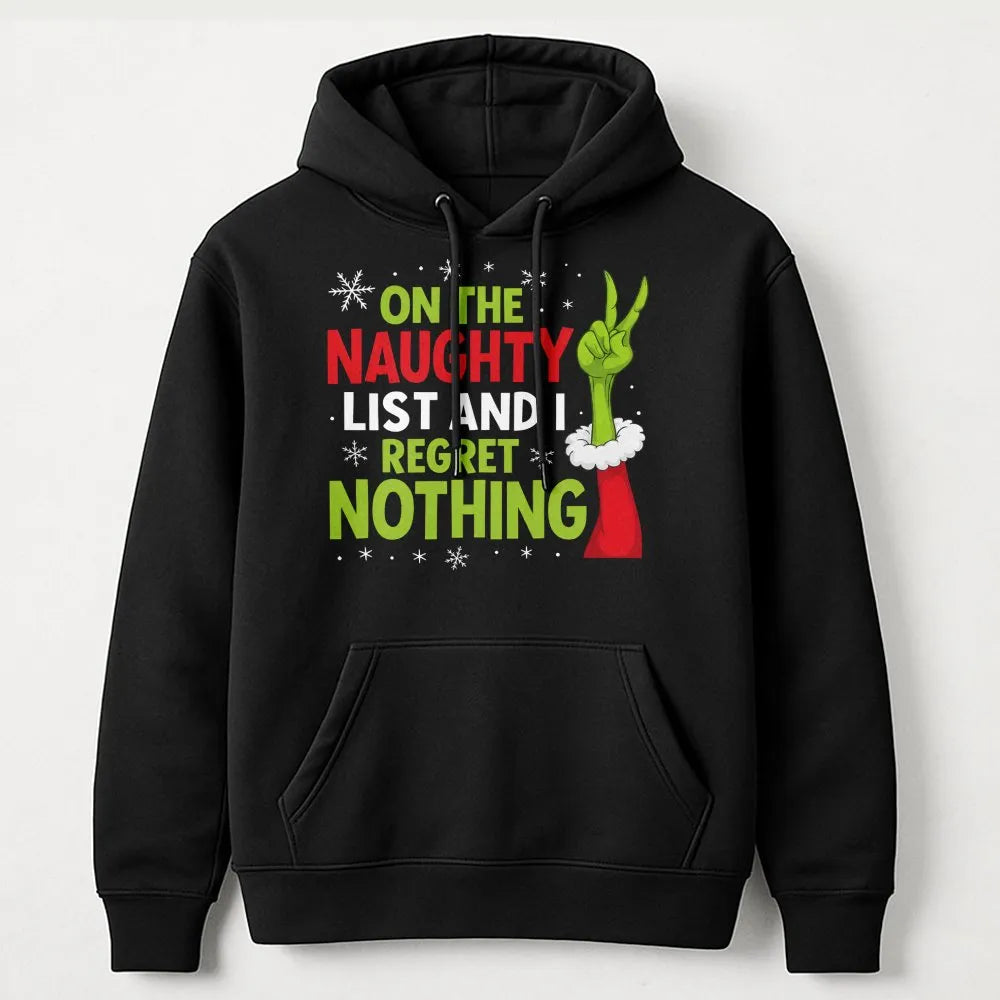 Peace Sign Holiday Sweatshirt, Naughty List Christmas Hoodie, Humorous Naughty List Hoodie, Sarcastic Christmas Hooded Sweate