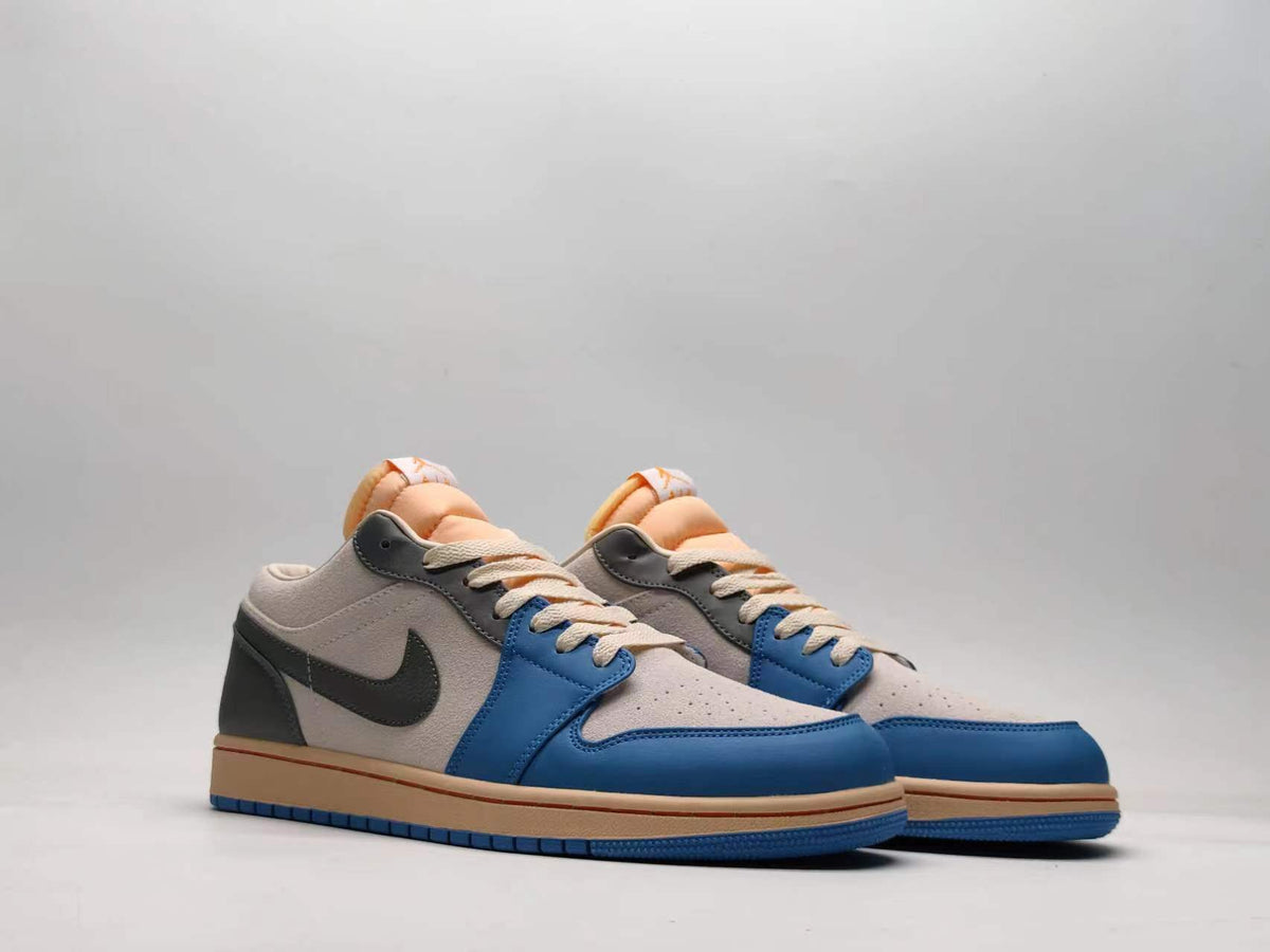 Low Top Sneakers, Blue Gray Colorway, Lace Up Design, Casual Gift for Sneaker Fans