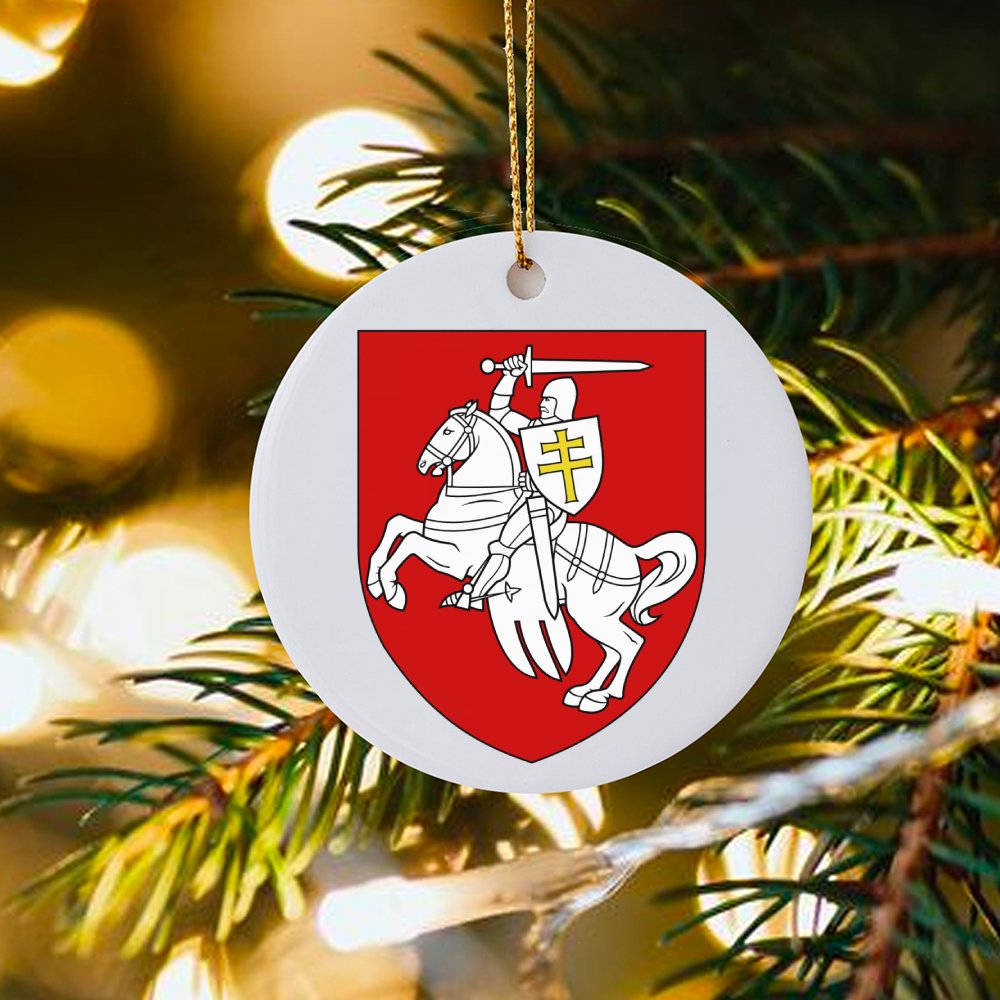 Lithuanian Vytis Knight Ceramic Ornament, Lithuania Coat of Arms Ornament, National Emblem Christmas Tree Ornament, Heritage 