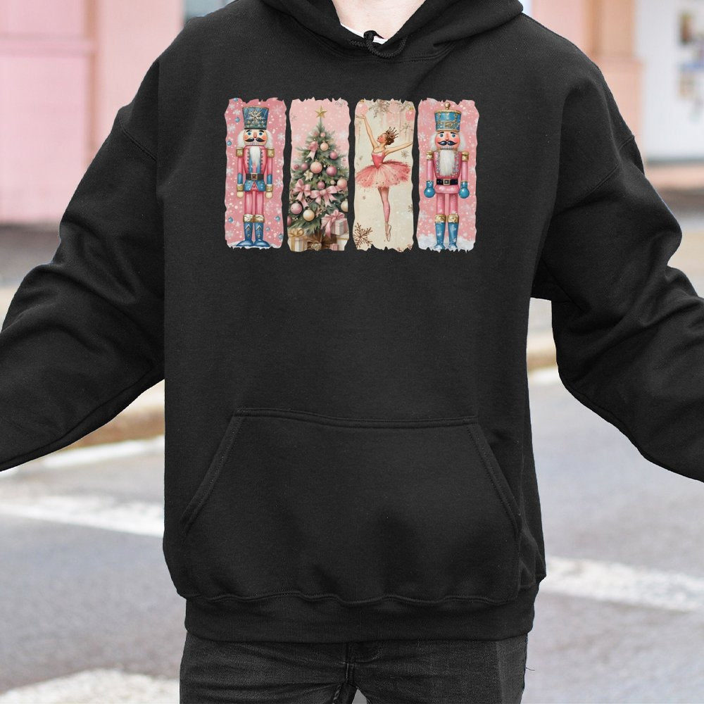 Watercolor Ballet Dancer Holiday Sweatshirt, Nutcracker Christmas Hoodie, Festive Xmas Tree Pullover, Nutcracker Ballet Prese