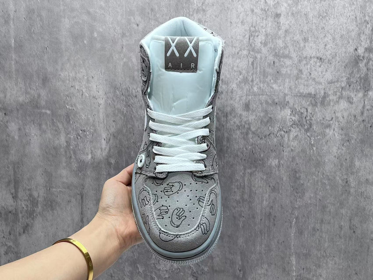High Top Sneakers, Gray Colorway, Lace Up Design, Casual Gift for Sneaker Fans