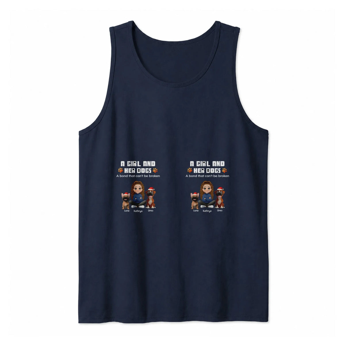 Holiday Dog Mom Sleeveless Shirt, A Girl and Her Dogs Christmas Tank Top, Adorable Pet Lover Xmas Tank Top, Winter Puppy Grap