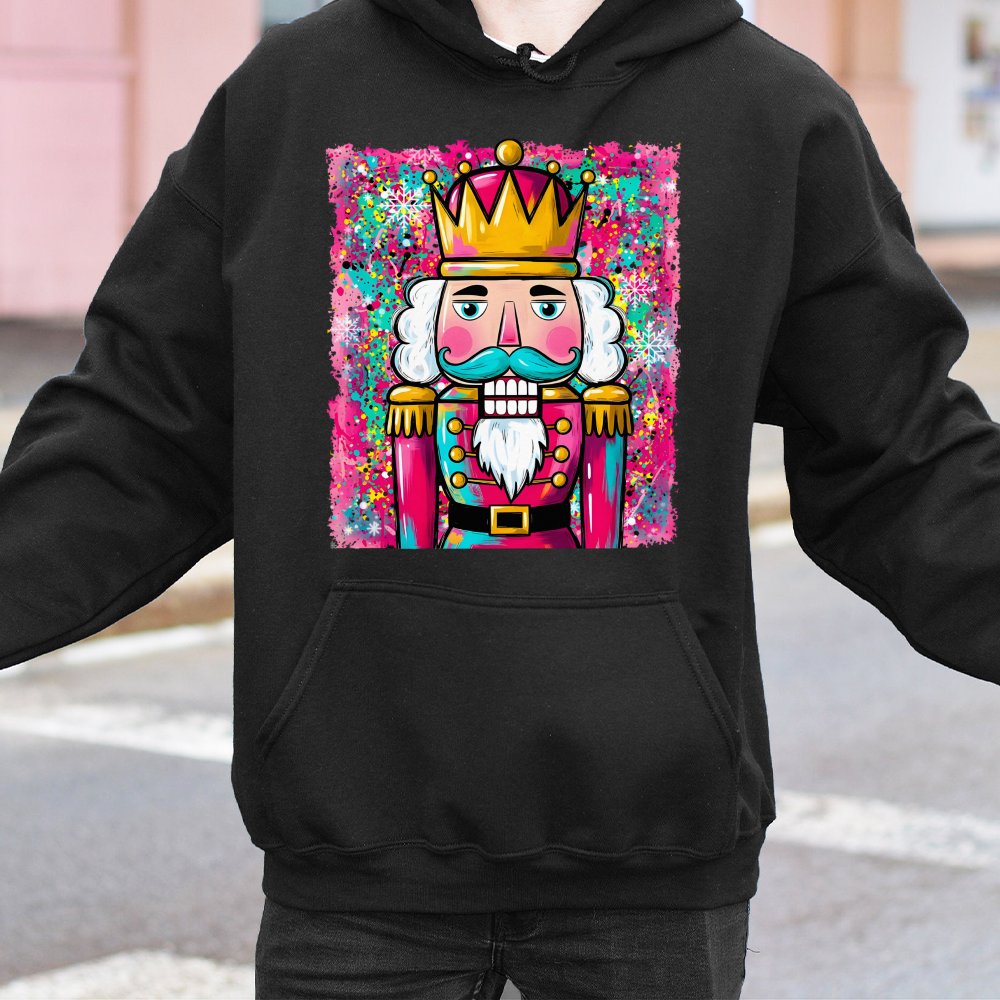 Preppy Artistic Nutcracker Sweatshirt, Colorful Nutcracker Hoodie, Festive Christmas Ballet Pullover, Retro Holiday Nutcracke