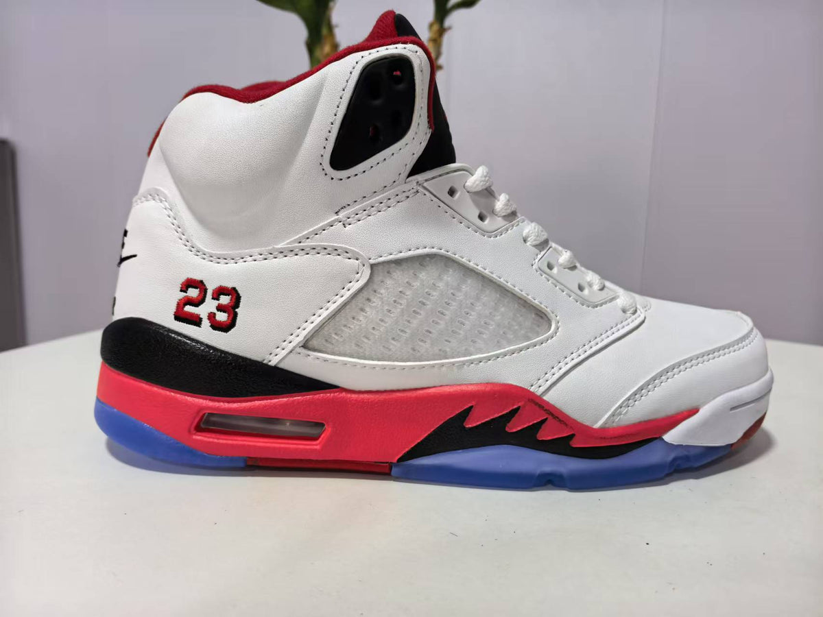 High Top Sneakers, White Red Colorway, Lace Up Design, Casual Gift for Sneaker Fans