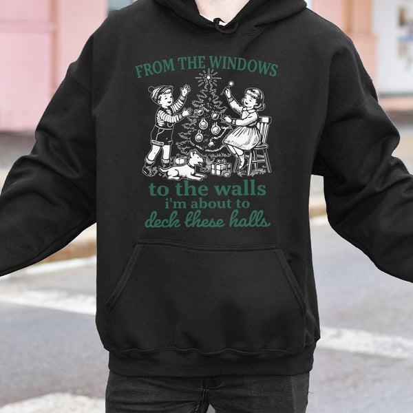 Humorous Christmas Hoodie, Deck the Halls Rap Hoodie, Hip Hop Holiday Hoodie, Xmas Graphic Hooded Sweatshirt, Holiday Present