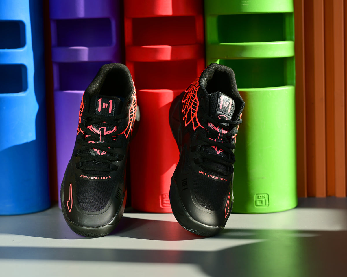 Low Top Sneakers, Black Red Colorway, Casual Gift for Sneaker Fans