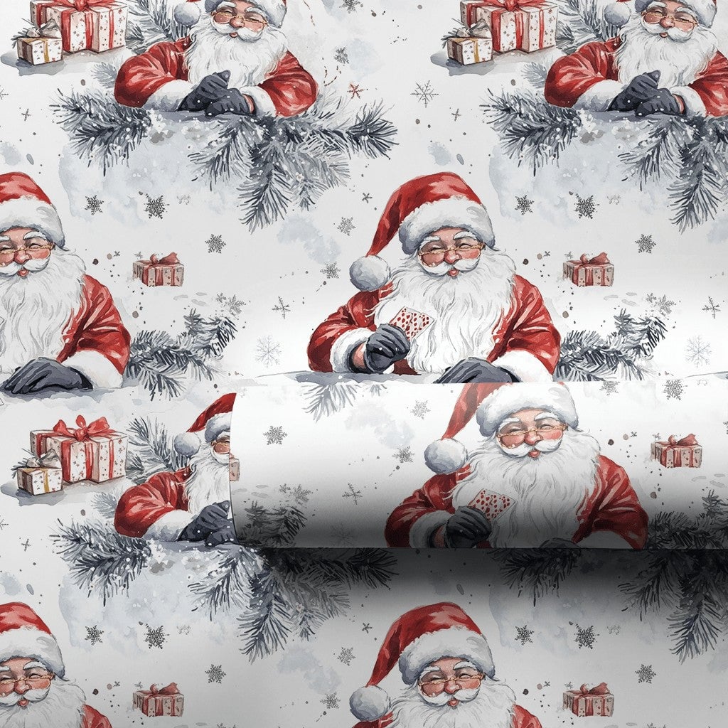 Whimsical Christmas Gift Wrap, Santa Playing Cards Wrapping Paper, Holiday Present Paper, Festive Xmas Wrapping Paper Roll, W