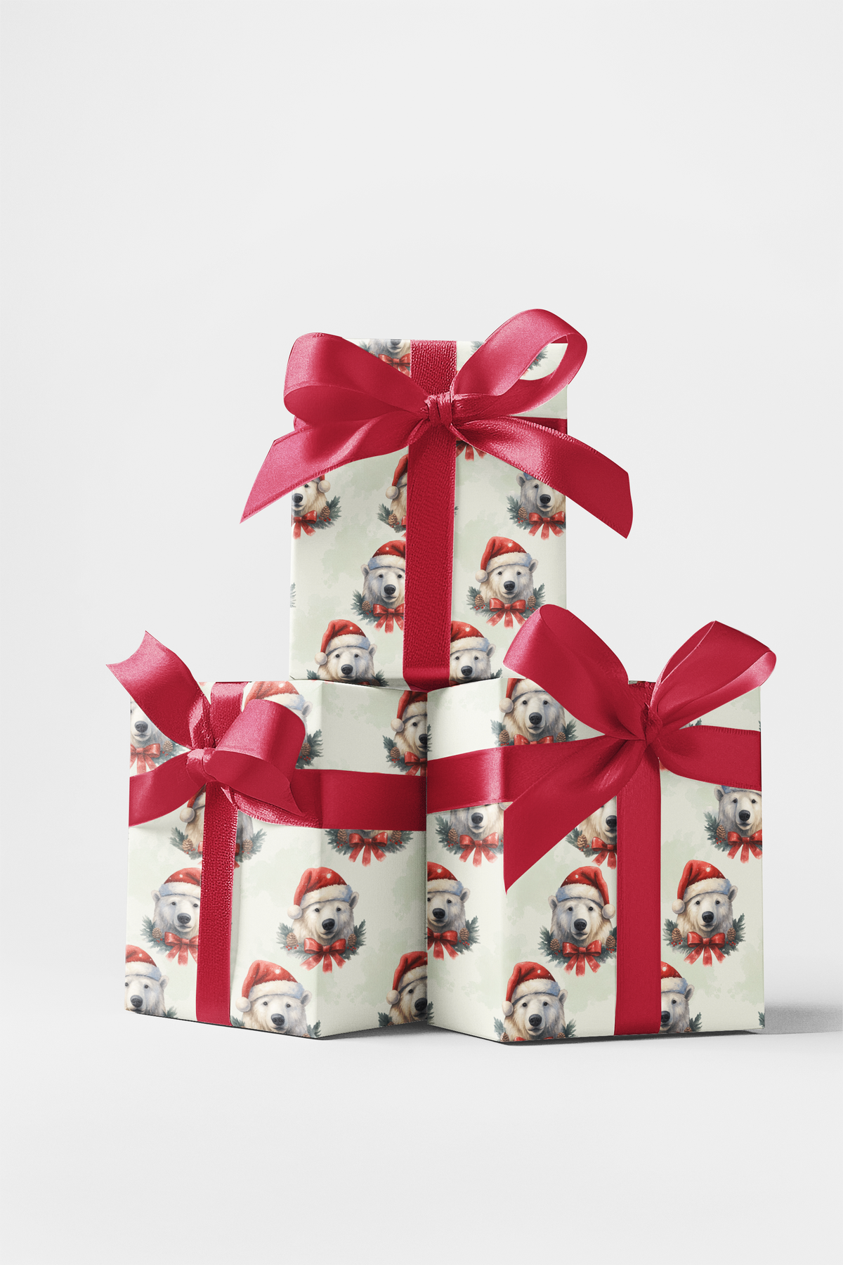 Adorable Holiday Gift Wrap, Polar Bear Christmas Wrapping Paper, Winter Animal Wrapping Paper, Kids Festive Gift Wrap Roll, X