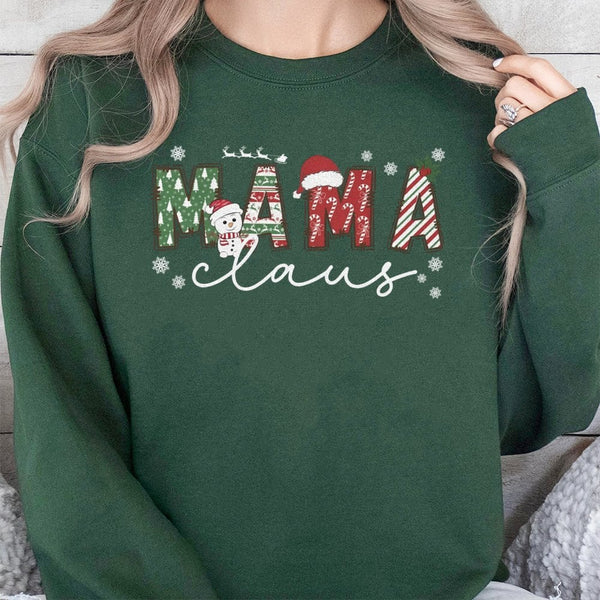 Adorable Snowman Mama Claus Crewneck, Mama Claus Christmas Sweatshirt, Festive Holiday Mama Claus Pullover, Winter Xmas Sweat