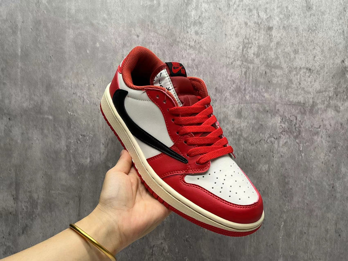 Low Top Sneakers, Red White Colorway, Reverse Hook Design, Lace Up Design, Casual Gift for Sneaker Fans