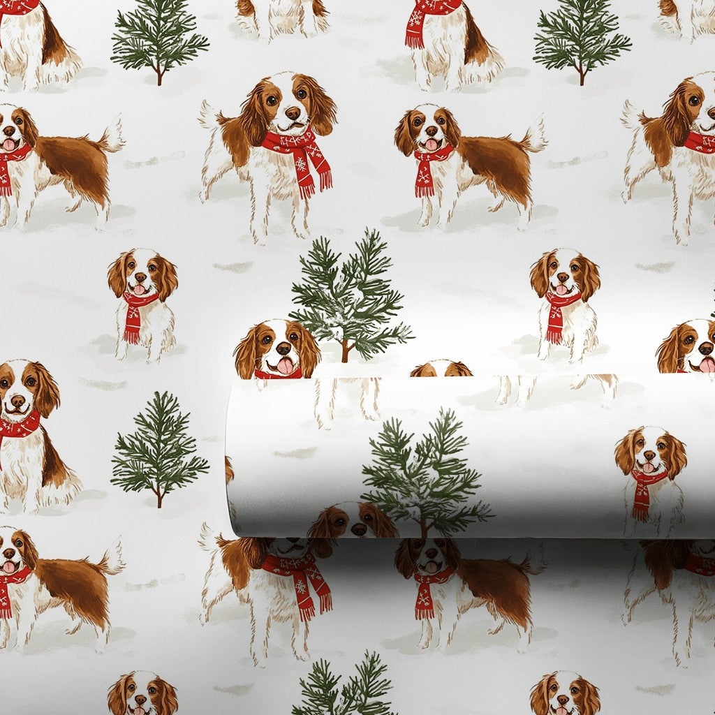 Christmas Dog Wrapping Paper, Cavalier King Charles Spaniel Wrapping Paper, Festive Puppy Gift Wrap, Holiday Pet Gift Wrappin