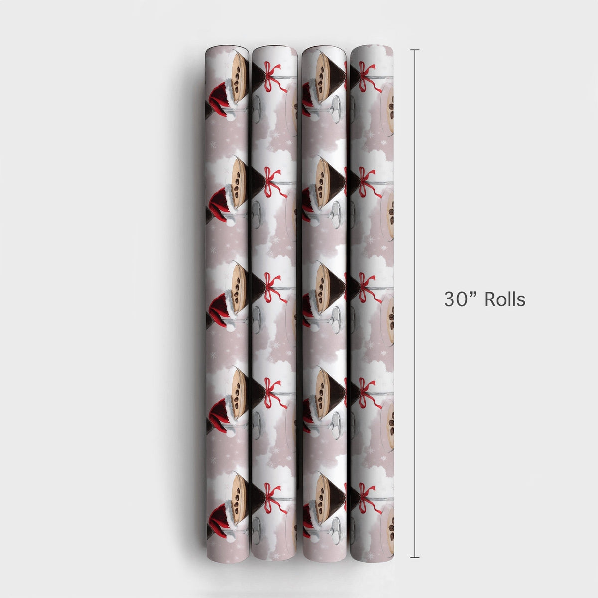 Santa Hat Cocktail Gift Wrap, Espresso Martini Christmas Wrapping Paper, Purple Holiday Drinks Wrapping Paper, Festive Party 