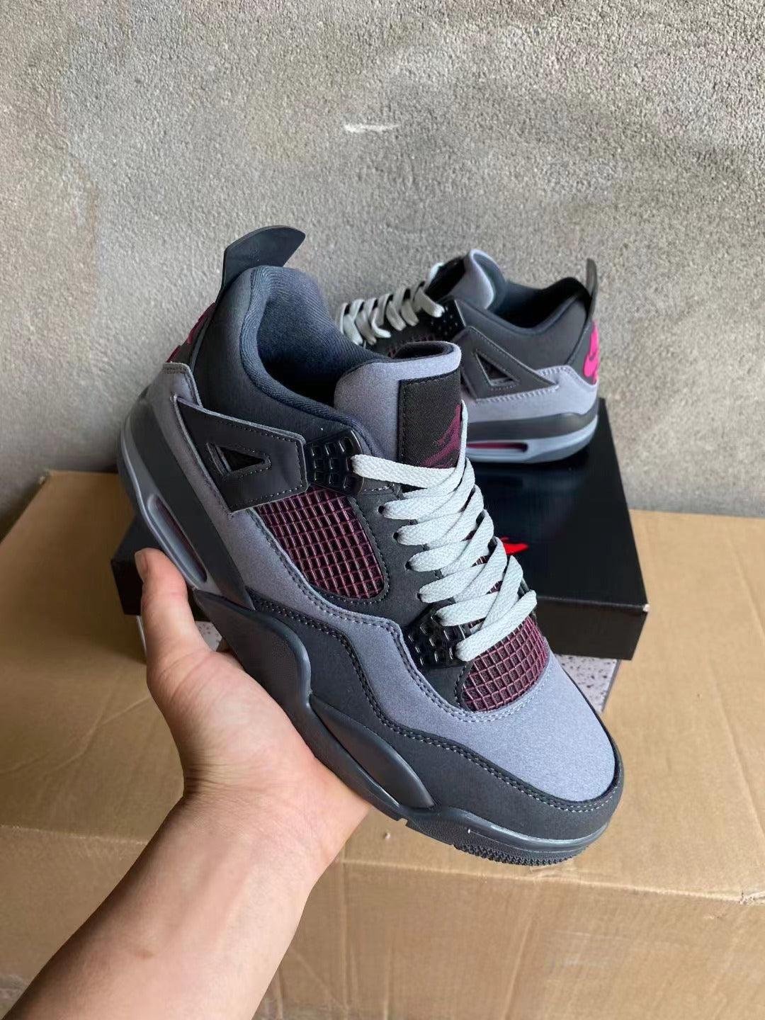 Mid Top Sneakers, Gray Black Colorway, Lace Up Design, Casual Gift for Sneaker Fans