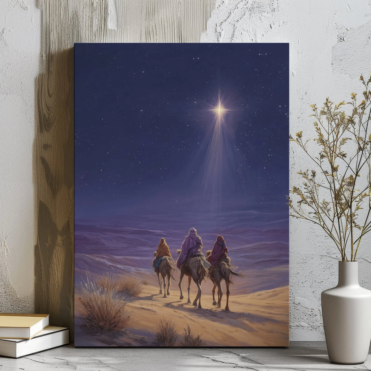 Holy Night Star Canvas Art, Three Wise Men Nativity Canvas Print, Christian Nativity Wall Art, Religious Christmas Canvas Dec