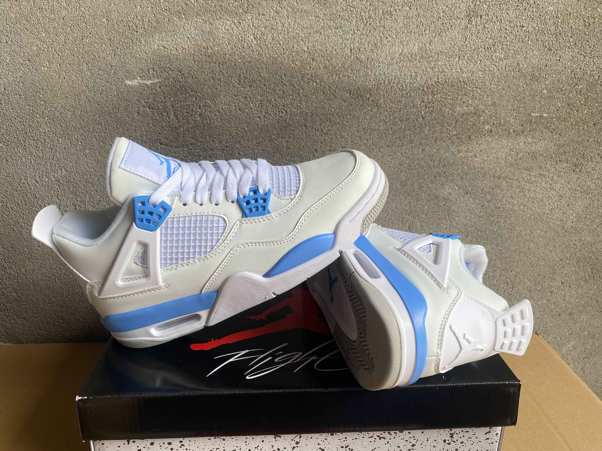 Mid Top Sneakers, White Blue Colorway, Lace Up Design, Casual Gift for Sneaker Fans